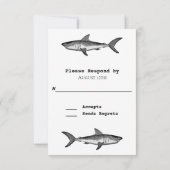 Shark Eat-Drink en een gehuwde zwarte bruiloft RSVP Kaartje (Achterkant)