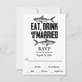 Shark Eat Drink en huwelijkshuwelijk RSVP Kaartje