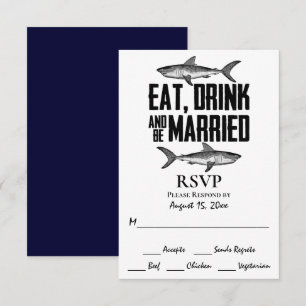 Shark Eat Drink en huwelijkshuwelijk RSVP Kaartje