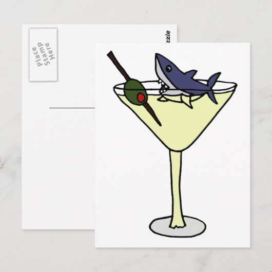 Shark Eating Martini Olive Briefkaart (Voorkant / Achterkant)