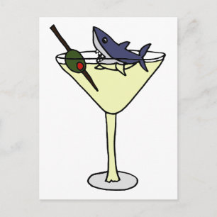 Shark Eating Martini Olive Briefkaart