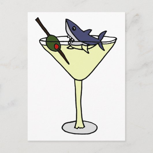 Shark Eating Martini Olive Briefkaart (Voorkant)