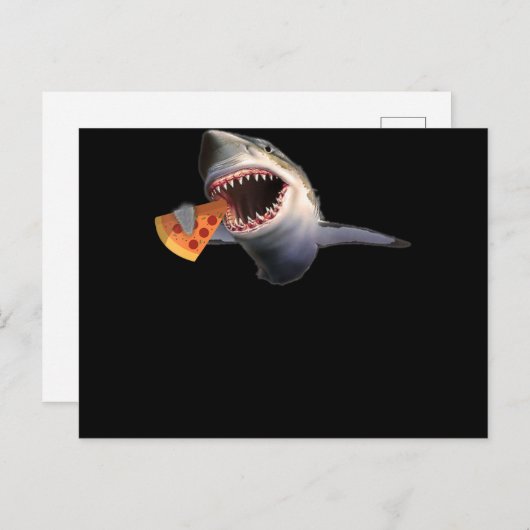 Shark Eating Pizza Shark Lovers Funny Gifts Feestdagenkaart (Voorkant / Achterkant)