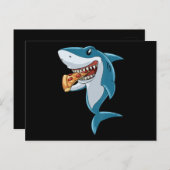 Shark Eating Pizza Shark Lovers Pizza Lovers Aankondigingskaart (Voorkant / Achterkant)