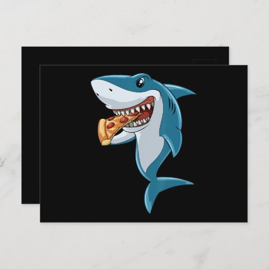 Shark Eating Pizza Shark Lovers Pizza Lovers Aankondigingskaart (Voorkant / Achterkant)