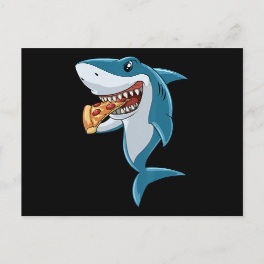 Shark Eating Pizza Shark Lovers Pizza Lovers Aankondigingskaart (Voorkant)
