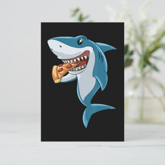 Shark Eating Pizza Shark Lovers Pizza Lovers Bedankkaart (Staand voorkant)