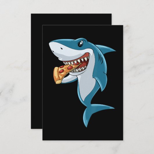 Shark Eating Pizza Shark Lovers Pizza Lovers RSVP Kaartje (Voorkant / Achterkant)