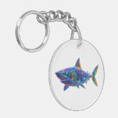 Shark - Een heldere kunst Sleutelhanger (Voorkant Links)