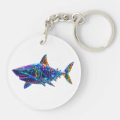 Shark - Een heldere kunst Sleutelhanger (Achterkant)