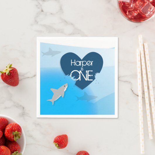 Shark Eerste Verjaardag Party Papieren servetten (Insitu)