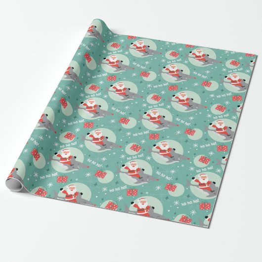 Shark en Santa Cadeaupapier (Uitgerold)