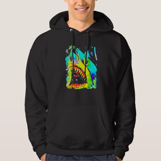 Shark Face Fish Pop Art Hoodie (Voorkant)