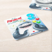 Shark Fantastic Kids Verjaardag Kartonnen Onderzetters (Schuin)