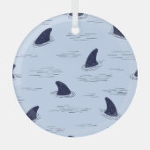 Shark Fin Ocean Pattern Glas Ornament (Voorkant)