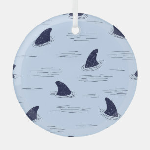 Shark Fin Ocean Pattern Glas Ornament