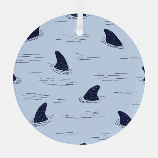 Shark Fin Ocean Pattern Glas Ornament (Achterkant)