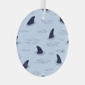 Shark Fin Ocean Pattern Glas Ornament (Voorkant Rechts)