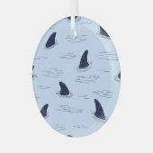 Shark Fin Ocean Pattern Glas Ornament (Voorkant links)