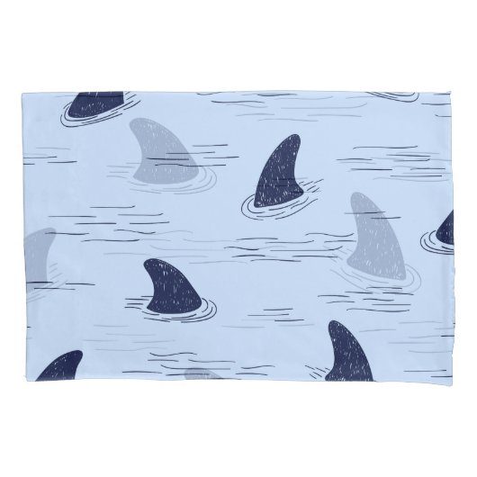 Shark Fin Ocean Pattern Kussensloop (Voorkant)