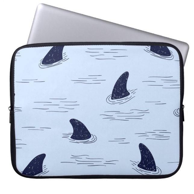 Shark Fin Ocean Pattern Laptop Sleeve (Voorkant)