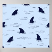 Shark Fin Ocean Pattern Poster (Voorkant)