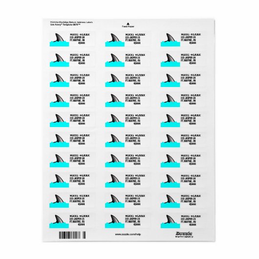 Shark fin Return Address Label (Full Sheet)
