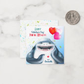 Shark Fintastic Kinder Klaslokaal Valentijnse Kaar Notitiekaartje (Voorkant / Achterkant in situ)