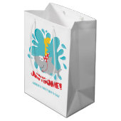 Shark First Birthday Gift Bag Medium Cadeauzakje (Achterkant Gekanteld)