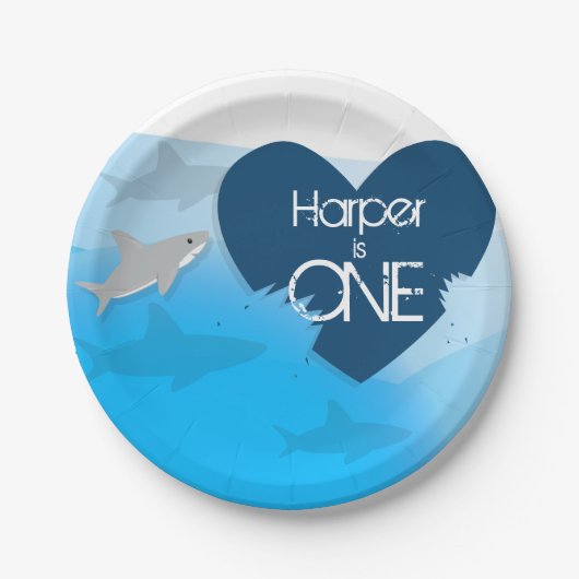 Shark First Birthday Party Paper Bord (Voorkant)