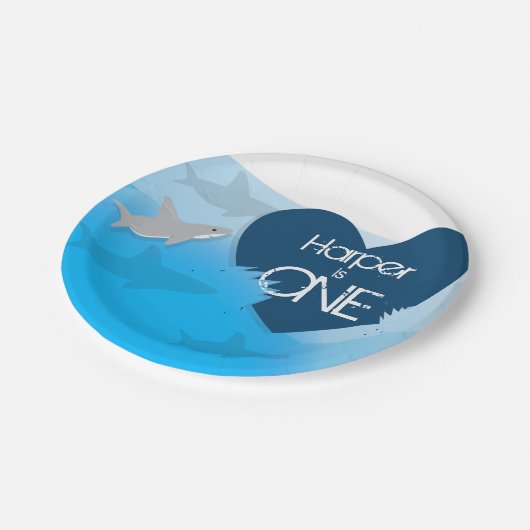 Shark First Birthday Party Paper Bord (Gekanteld)