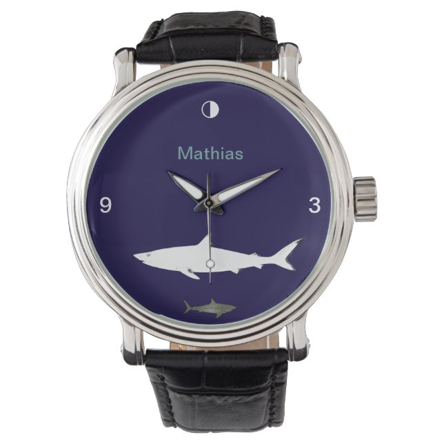 Shark Fish Hour gepersonaliseerd Horloge (Voorkant)