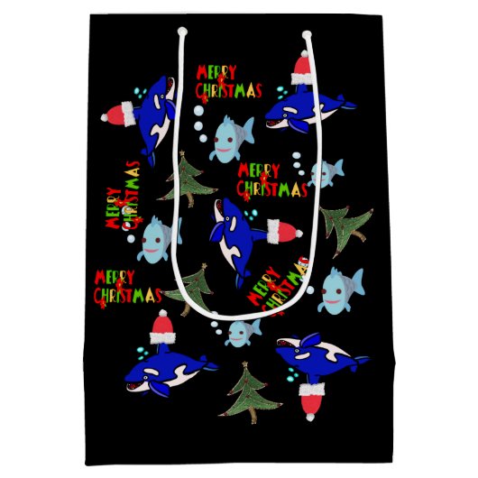 Shark Fish kerstcadeautassen Medium Cadeauzakje (Achterkant)