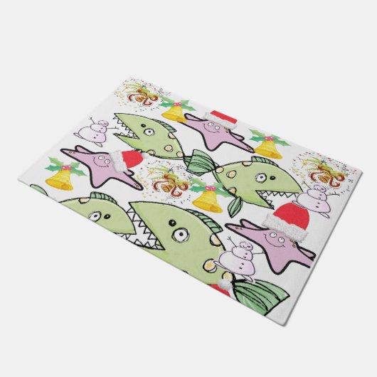 Shark, Fish kerstMatt Doormat Deurmat (Schuin)