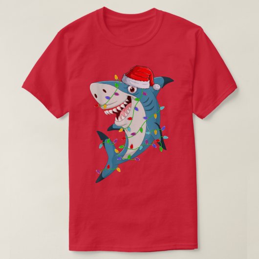 Shark Fish Lover kerstlampjes Santa Shark Xmas T-shirt (Design voorkant)