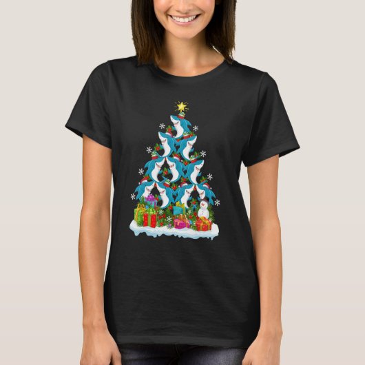 Shark Fish   Xmas Holiday   Shark Christmas Tree T-shirt (Voorkant)