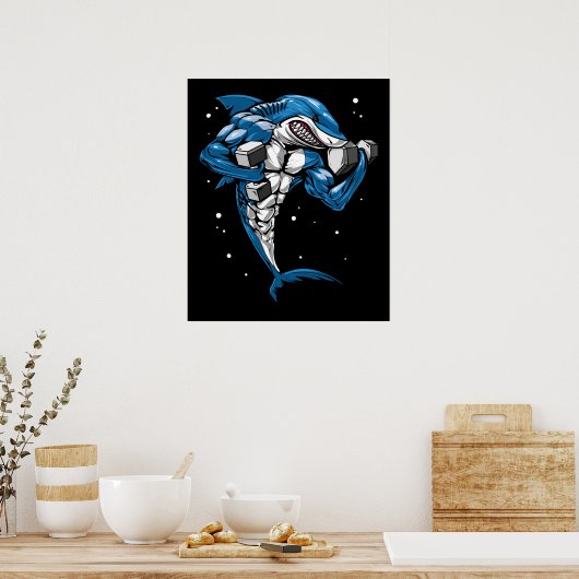 Shark Fitness Gewichtstilling Poster (Keuken)