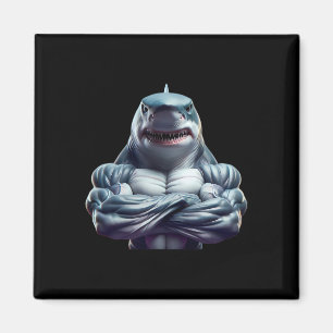 Shark Flexing Fan Lover Bodybuilding Cool Gym Work Magneet