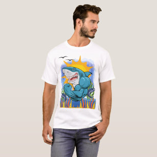 Shark Flexing Muscles Zee Leven en Zonneschijn Uni T-shirt