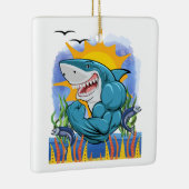 Shark Flexing Muscles Zee Life and Sunshine Keramisch Ornament (Rechts)