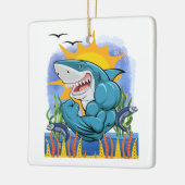 Shark Flexing Muscles Zee Life and Sunshine Keramisch Ornament (Links)