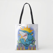 Shark Flexing Muscles Zee Life and Sunshine Style Tote Bag (Voorkant)