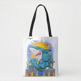 Shark Flexing Muscles Zee Life and Sunshine Style Tote Bag