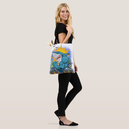 Shark Flexing Muscles Zee Life and Sunshine Style Tote Bag (Op model)