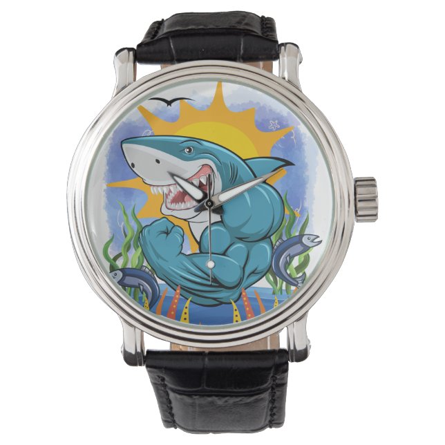 Shark Flexing Muscles Zee Life Sunshine Horloge (Voorkant)