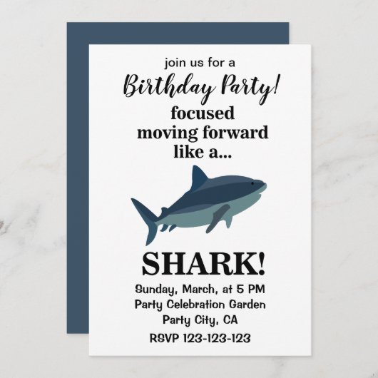 Shark focuste zich vooruit als een verjaardag van kaart (Voorkant / Achterkant)