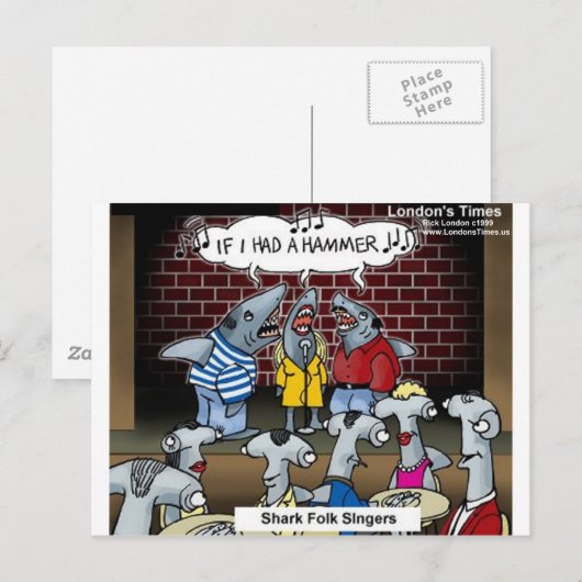 Shark Folk Singers Funny Gifts T - shirts & Kaarte Briefkaart (Voorkant / Achterkant)