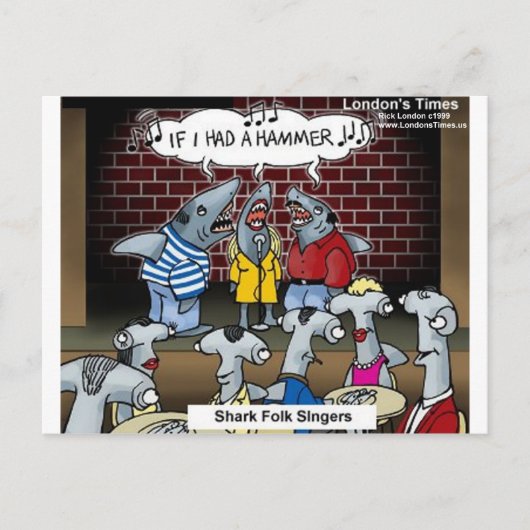 Shark Folk Singers Funny Gifts T - shirts & Kaarte Briefkaart (Voorkant)