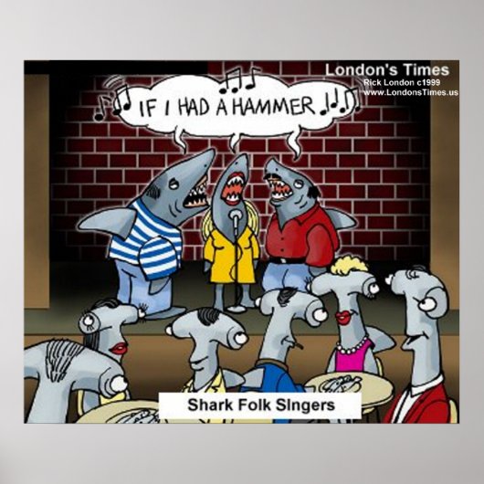 Shark Folk Singers Funny Posters (Voorkant)