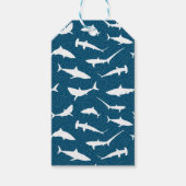 Shark Frenzy Blauw Wit Cadeaulabel (Voorkant)
